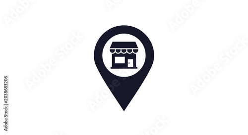 Shop location map pin icon for retail business finding