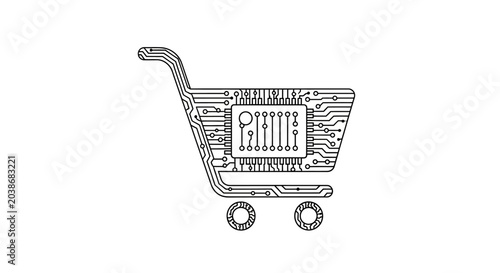 Shopping cart icon line art.