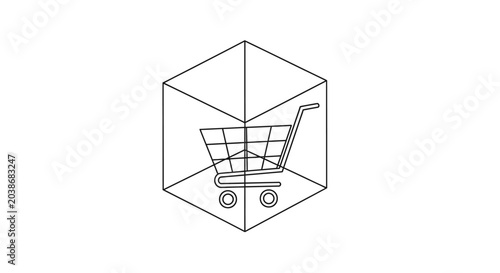 Shopping cart in cube.