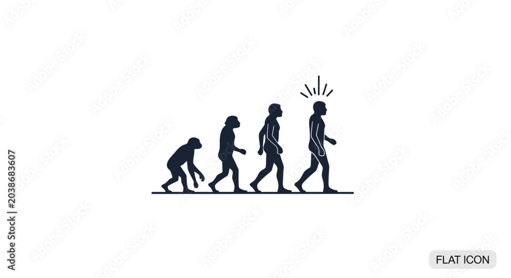 Obraz premium Silhouette sequence of human evolution stages icon.