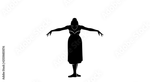Simple human silhouette standing with arms stretched wide.