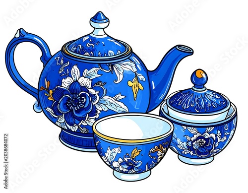 Blue Tea Set.