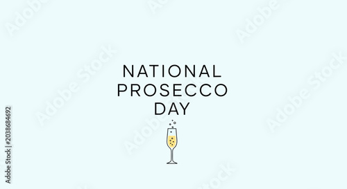 National Prosecco Day Greeting Card with Sparkling Wine Glass Illustration