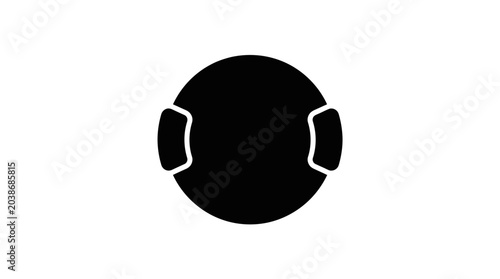 Black camera lens cap isolated on a white background, simple design.
