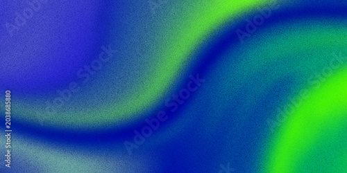 Tableau sur toile Abstract grainy gradient background, vibrant blue and lime green wavy texture, l