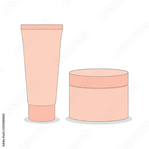 Cosmetic containers on white background