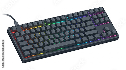 Fotografie Gaming Mechanical Keyboard with RGB Lighting.