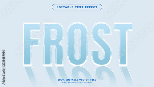 Editable 3d text effect in realistic frozen ice style on a blue winter background