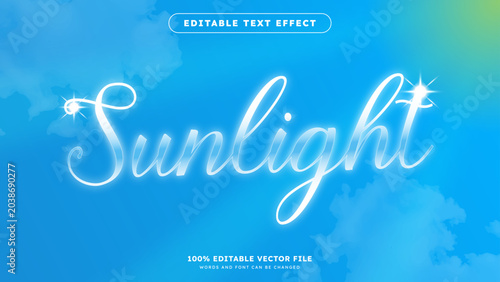 Sunlight glass blue sky text effects glass editable text effect