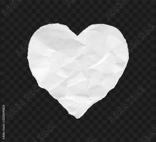 Obraz na plátně Heart torn out of crumpled paper