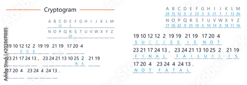 Bild auf Leinwand Cryptogram puzzle with letters and numbers on white background