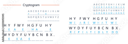 Konstfotografi Cryptogram puzzle with letter substitution and hidden messages