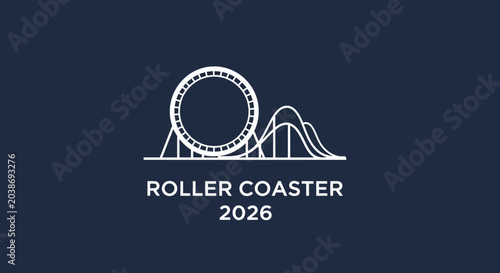 Foto Roller Coaster 2026 Minimalist Line Art Design