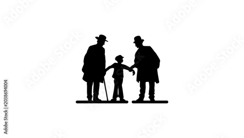 Quadro su tela Oliver Twist, black isolated vector silhouette