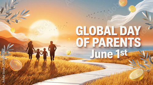 Global day of parents june 1st family illustration