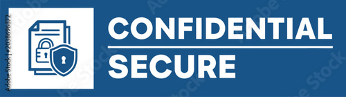 Fotografie Confidential Secure Document Icon on Blue Banner Background