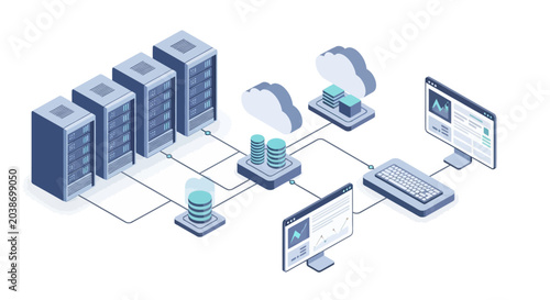 servers and devices connected to network.