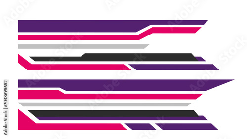 Billede på lærred Abstract stripe pattern with bold purple pink and black geometric lines on white background