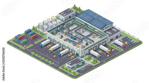 Foto Industrial Park with Warehouses.