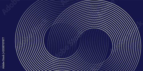Fotografia abstract blue gold stripe line, geometric circle texture background, futuristic