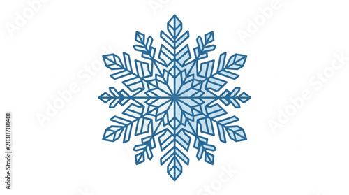 Canvas Print Intricate blue snowflake illustration with detailed crystalline structure