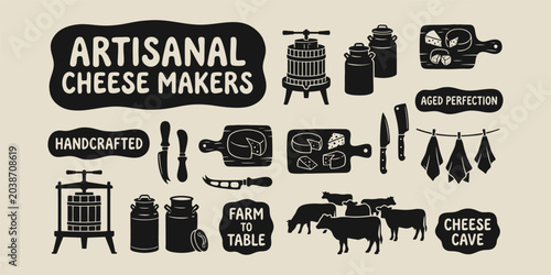 Konstfotografi Traditional Cheese Making Equipment and Farm Elements