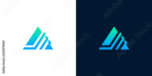 Dynamic abstract triangle logo with a progressive layered design, symbolizing growth, digital advancement, and structured innovation in a modern gradient aesthetic
