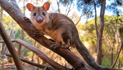 Australian Quoll In A Tree Art Illustration