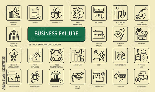 Fotografía Business failure icon set