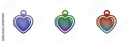 Cuadro en lienzo Three colorful heart shape locket icons with gradient style