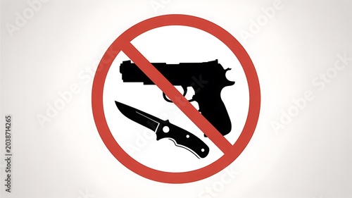 No guns, no violence, weapons prohibited, safety symbol, gun free zone, warning sign