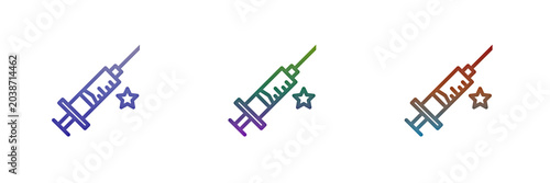 Three colorful syringe icons with star symbols
