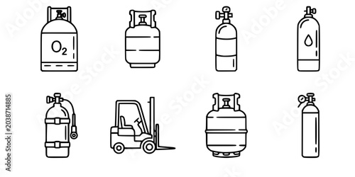 Gas Cylinder Tank Icon Set

