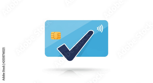 Credit Card with Check Mark Symbol for Payment Confirmation.