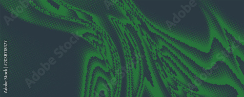 Фотография Rounded Dashes Halftone Pattern Smooth Wavy Shape Vector Turquoise Abstract Background