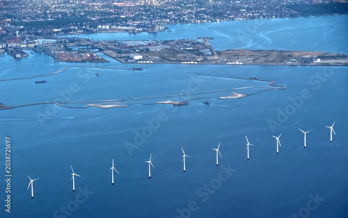 Aerial or drone view of Copenhagen capital city of Denmark