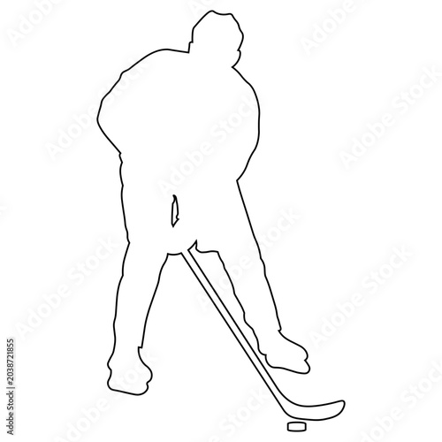 Canvas Print Hockey Player Line Art