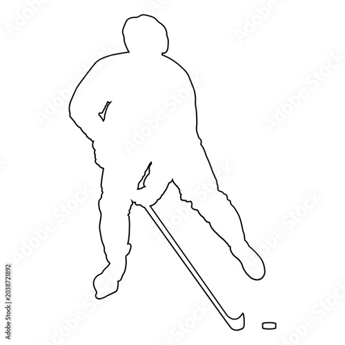 Canvas Print Hockey Player Line Art