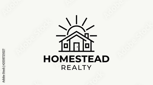 Bild auf Leinwand Real Estate Logo Design, Homestead Realty, Business Branding, Minimalist Style,