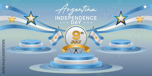 Argentina Independence Day, podium banner templates, flag backgrounds for graphic design and congratulations needs.
