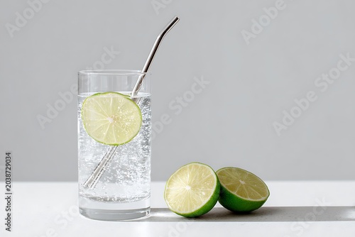 glass of water with lime