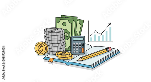Schilderij op canvas Money Finance Business Accounting Concept.