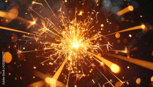 Explosion of Golden Sparks and Light Trails.