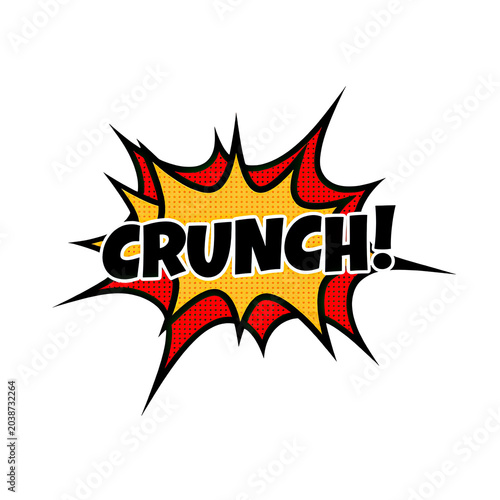explosive comic book style crunch text effect with dynamic flames and sparks isolated on transparent background