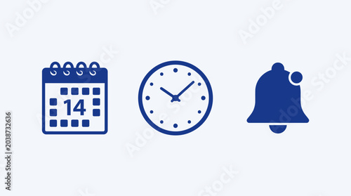 Tableau sur toile Calendar clock and bell icons.