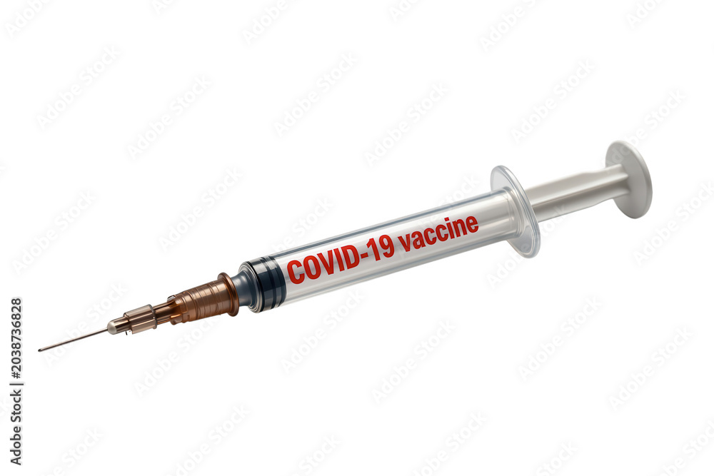 Fototapeta premium Covid 19 Vaccine Syringe Isolated on Transparent Background
