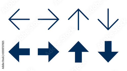 Bild auf Leinwand Collection of directional arrows in various styles and orientations on a plain b