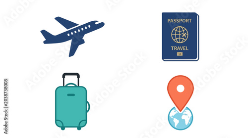 Bilde på lerret Travel and vacation planning essentials.
