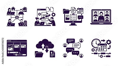 Collaborative workspace illustrating teamwork in digital project management with multiple devices
