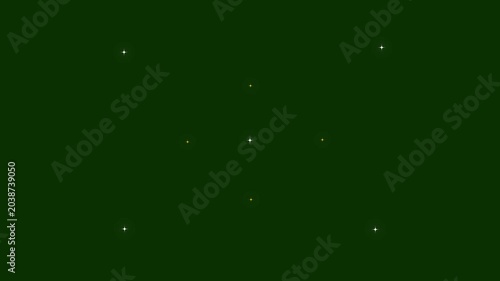 White Gold Cartoon Blinking Stars Animation with Fast Glitter Motion, Twinkle Sparkle Effects, Rotating Glowing Trails and Dazzling Magical Shine on Green Screen Background 4k Video